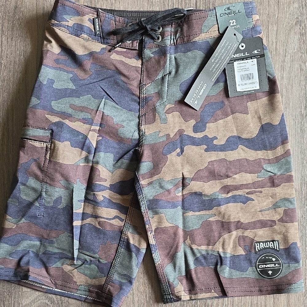 O'Neill Hyperfreak Green and Brown Camouflage Board Shorts